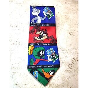 Looney Tunes USPS Stamp Collection Collectors Teachers Characters Textured Tie‎